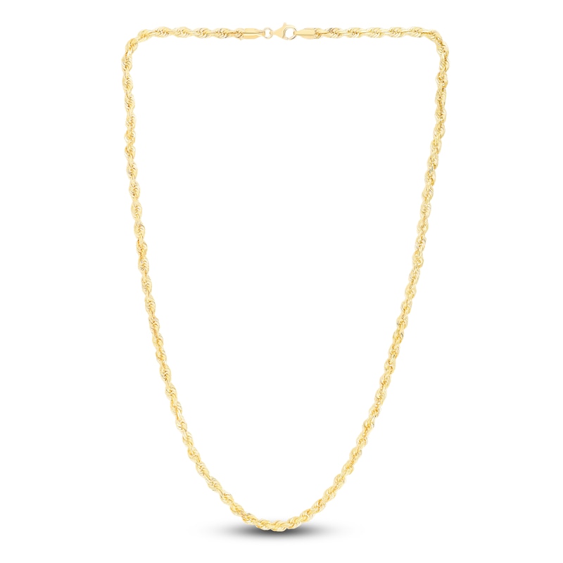 Main Image 2 of Solid Diamond-Cut Rope Chain Necklace 14K Yellow Gold 24&quot; 5.0mm