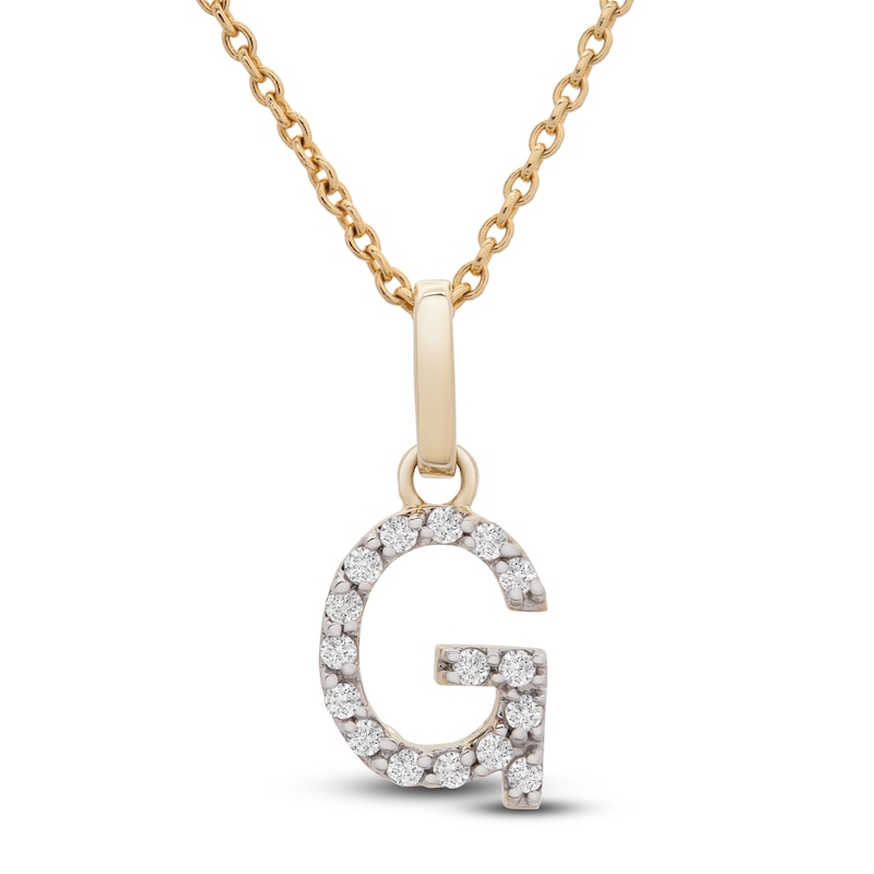 Main Image 1 of Diamond Letter G Necklace 1/10 ct tw Round 14K Yellow Gold 18&quot;