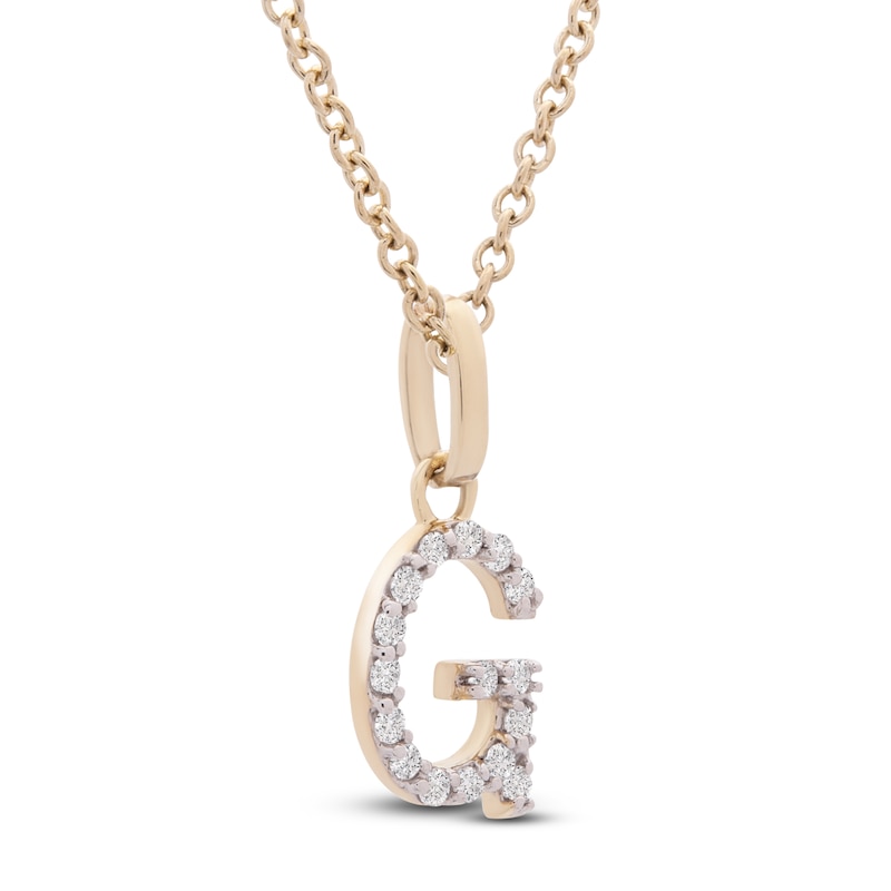 Main Image 2 of Diamond Letter G Necklace 1/10 ct tw Round 14K Yellow Gold 18&quot;