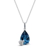 Thumbnail Image 0 of Natural London Blue Topaz Necklace Diamond Accents 14K White Gold