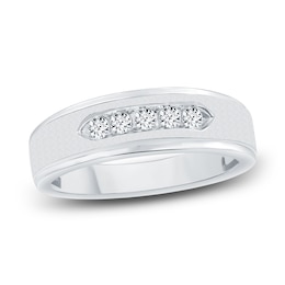 Men's Diamond Wedding Band 1/4 ct tw Round 14K White Gold