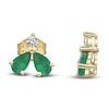 Thumbnail Image 1 of Natural Emerald & Diamond Stud Earrings 1/15 ct tw 14K Yellow Gold