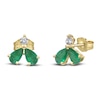 Thumbnail Image 2 of Natural Emerald & Diamond Stud Earrings 1/15 ct tw 14K Yellow Gold