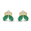 Thumbnail Image 3 of Natural Emerald & Diamond Stud Earrings 1/15 ct tw 14K Yellow Gold