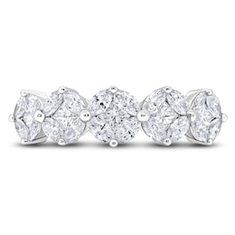 Princess & Marquise-Cut Diamond Ring 1-1/3 ct tw 14K White Gold