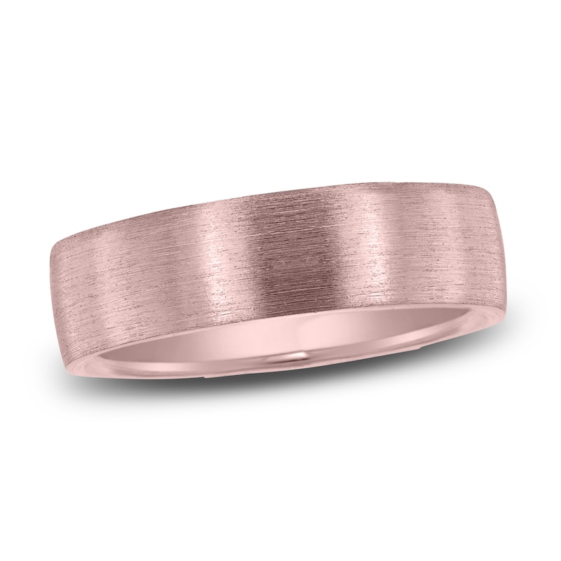 Dome Wire Brush Wedding Band 14K Rose Gold 7mm