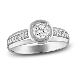 Diamond Bezel Engagement Ring 5/8 ct tw 14K White Gold