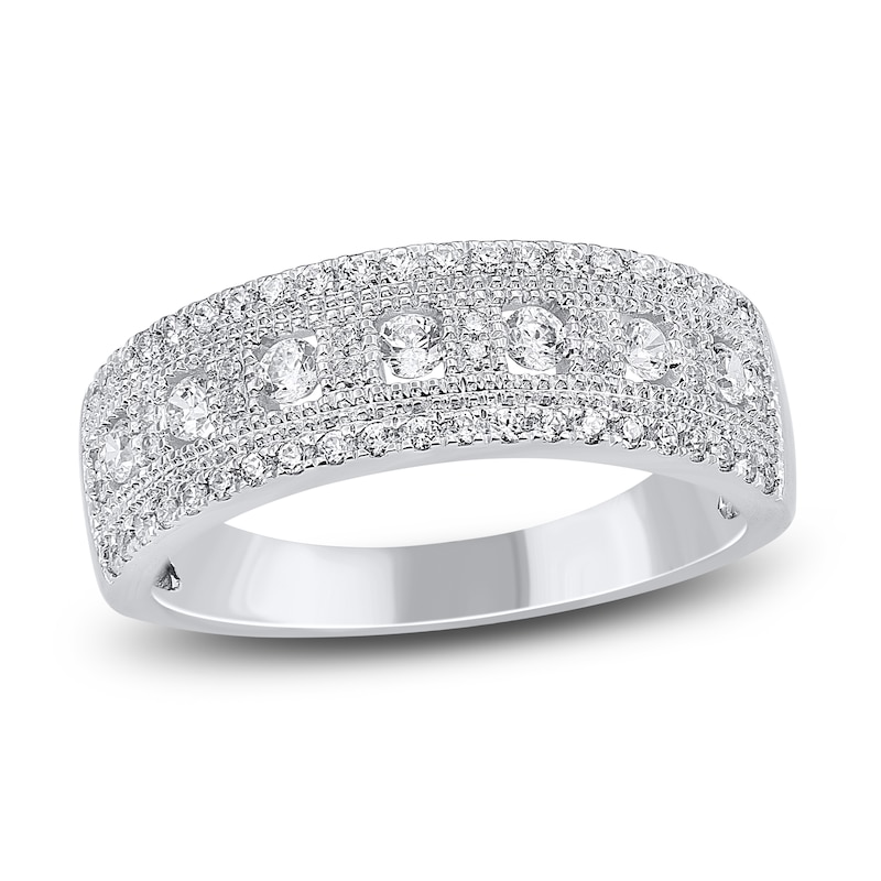 Main Image 1 of Round-Cut Diamond Multi-Row Ring 1/2 ct tw 14K White Gold