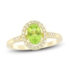 Thumbnail Image 1 of Oval-Cut Natural Peridot & Diamond Halo Ring 1/10 ct tw 10K Yellow Gold