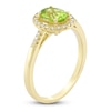 Thumbnail Image 2 of Oval-Cut Natural Peridot & Diamond Halo Ring 1/10 ct tw 10K Yellow Gold