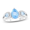 Thumbnail Image 1 of Pear-Shaped Natural Swiss Blue Topaz & Diamond Ring 1/10 ct tw 10K White Gold