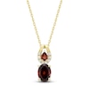 Thumbnail Image 0 of Oval & Pear-Shaped Natural Garnet & Diamond Double Drop Necklace 1/15 ct tw 10K Yellow Gold 18"