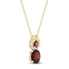 Thumbnail Image 1 of Oval & Pear-Shaped Natural Garnet & Diamond Double Drop Necklace 1/15 ct tw 10K Yellow Gold 18"