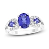 Thumbnail Image 1 of Oval & Pear-Shaped Ceylon Lab-Created Sapphire & Diamond Ring 1/6 ct tw 10K White Gold