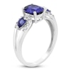 Thumbnail Image 2 of Oval & Pear-Shaped Ceylon Lab-Created Sapphire & Diamond Ring 1/6 ct tw 10K White Gold