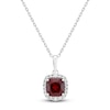 Thumbnail Image 1 of Cushion-Cut Lab-Created Ruby & Diamond Necklace 1/8 ct tw 10K White Gold 18&quot;