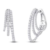 Thumbnail Image 1 of Shy Creation Diamond Staggered Three-Row Split Hoop Earrings 1-1/2 ct tw 14K White Gold SC55025477V2H1.00