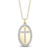 Thumbnail Image 1 of Shy Creation Diamond Oval Cross Necklace 1/6 ct tw 14K Yellow Gold 18&quot; SC55026949RD