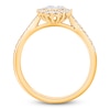 Thumbnail Image 1 of Baguette & Round-Cut Multi-Diamond Starburst Halo Promise Ring 1/3 ct tw 10K Yellow Gold