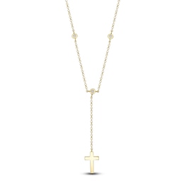 Shy Creation Diamond Accent Cross Lariat Necklace 14K Yellow Gold 18&quot; SC55026529