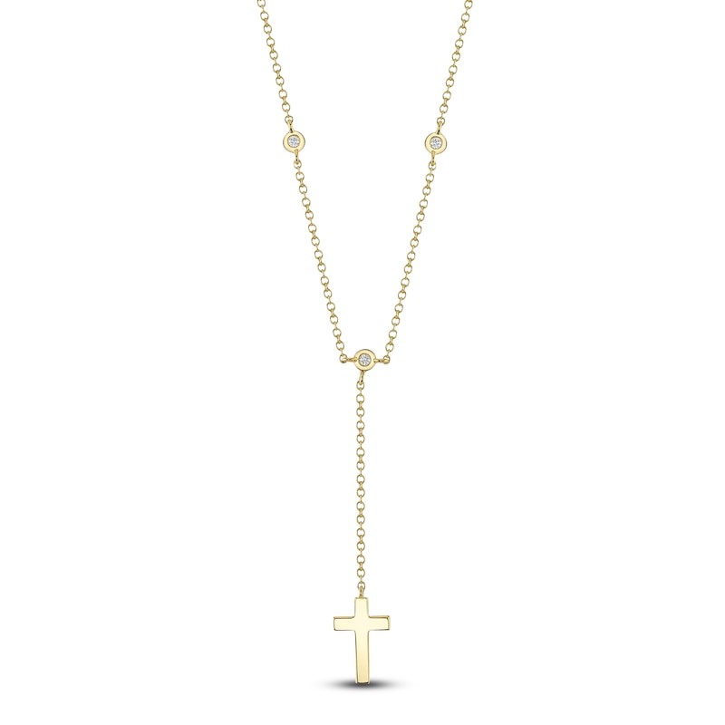 Main Image 1 of Shy Creation Diamond Accent Cross Lariat Necklace 14K Yellow Gold 18&quot; SC55026529