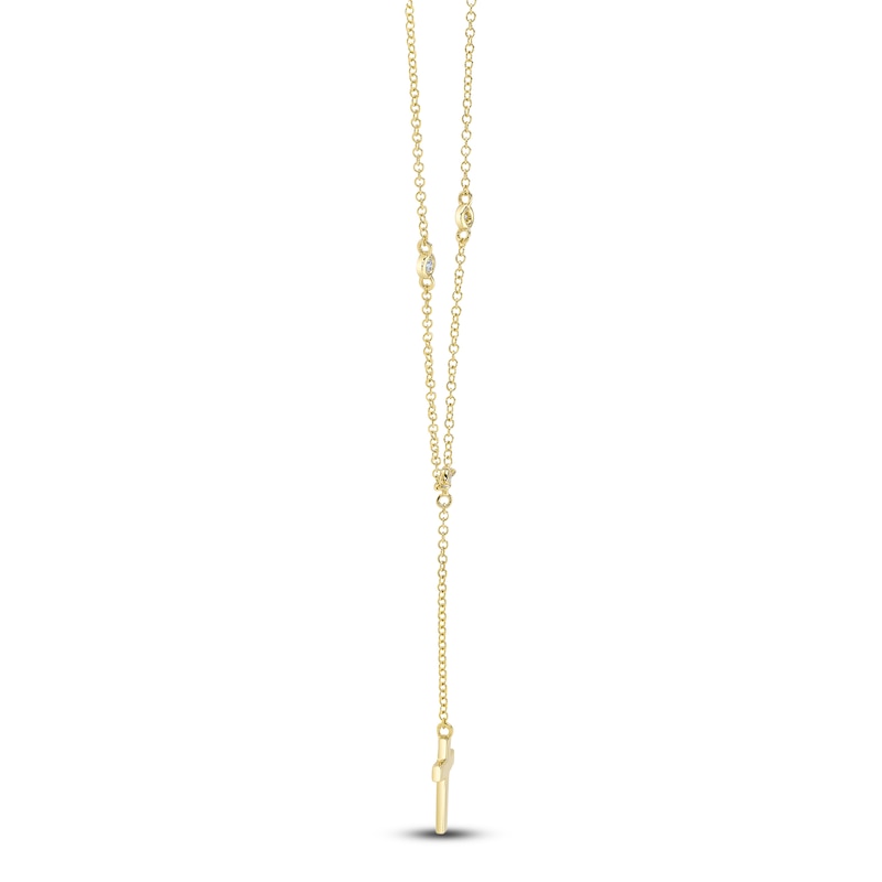 Main Image 2 of Shy Creation Diamond Accent Cross Lariat Necklace 14K Yellow Gold 18&quot; SC55026529