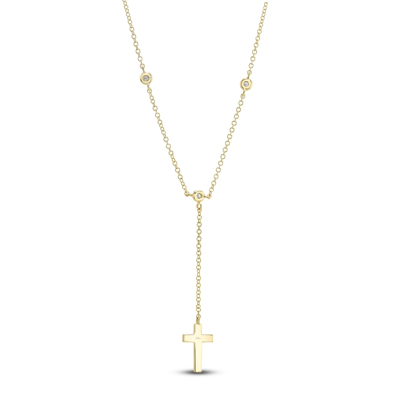 Main Image 3 of Shy Creation Diamond Accent Cross Lariat Necklace 14K Yellow Gold 18&quot; SC55026529