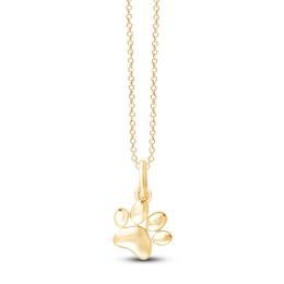 Children's Paw Print Necklace 14K Yellow Gold 13&quot;