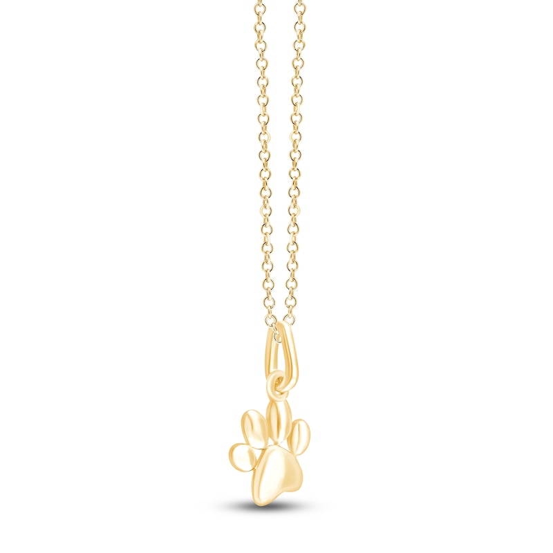 Main Image 2 of Children's Paw Print Necklace 14K Yellow Gold 13&quot;