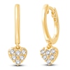 Thumbnail Image 1 of Children's Diamond Heart Dangle Hoop Earrings 1/15 ct tw 14K Yellow Gold