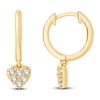 Thumbnail Image 2 of Children's Diamond Heart Dangle Hoop Earrings 1/15 ct tw 14K Yellow Gold