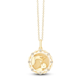 Children's Diamond Baptism Necklace 14K Yellow Gold 13&quot;