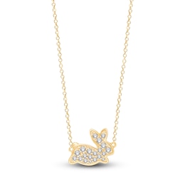 Children's Diamond Bunny Necklace 1/8 ct tw 14K Yellow Gold 13&quot;