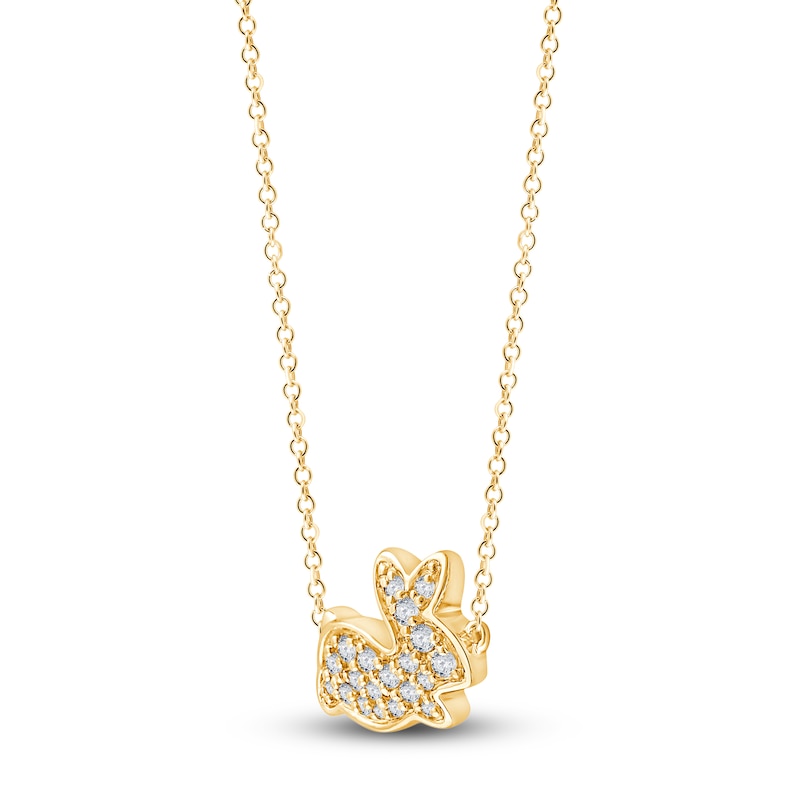 Main Image 2 of Children's Diamond Bunny Necklace 1/8 ct tw 14K Yellow Gold 13&quot;