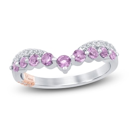 Pnina Tornai Natural Light Amethyst & Diamond Chevron Anniversary Ring 1/6 ct tw 14K White Gold