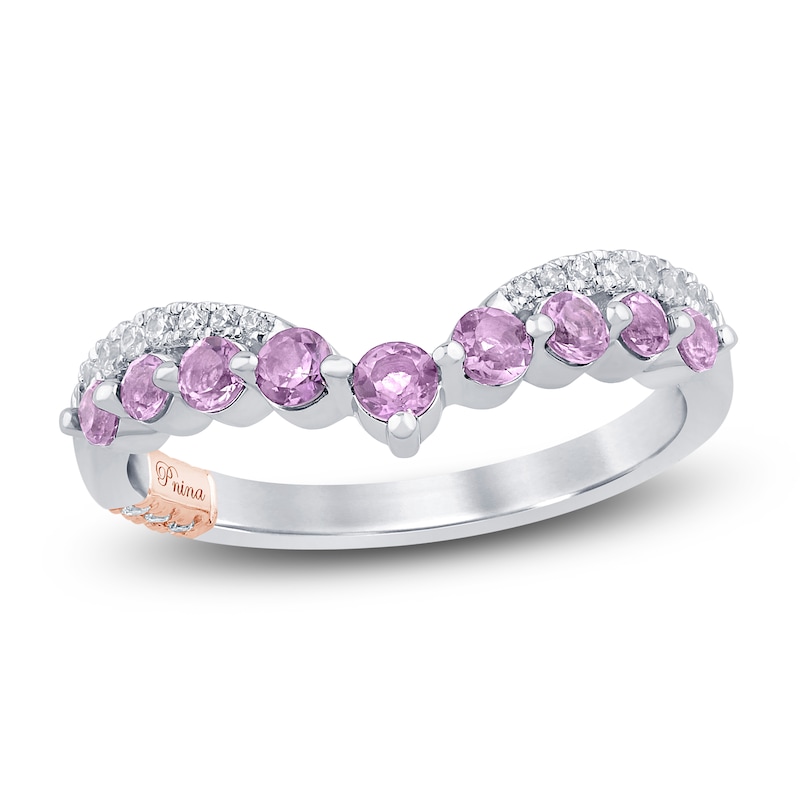 Main Image 1 of Pnina Tornai Natural Light Amethyst & Diamond Chevron Anniversary Ring 1/6 ct tw 14K White Gold