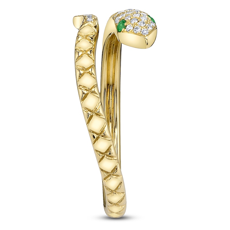 Main Image 2 of Shy Creation Diamond & Natural Tsavorite Garnet Snake Wrap Ring 1/15 ct tw 14K Yellow Gold SC55024908Z7