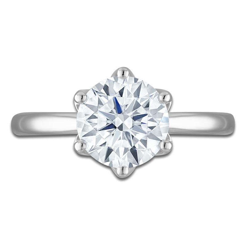 Main Image 3 of Round-Cut Lab-Created Diamond Solitaire Plus Engagement Ring 2 ct tw Platinum (VS2/F)