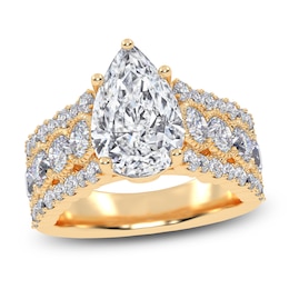 Pear-Shaped Created By Jared Studio Lab-Created Diamond Engagement Ring 3-3/4 ct tw 14K Yellow Gold