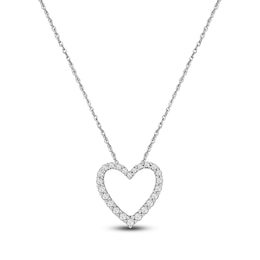 Lab-Created Diamond Heart Outline Necklace 1/2 ct tw 14K White Gold 18&quot;