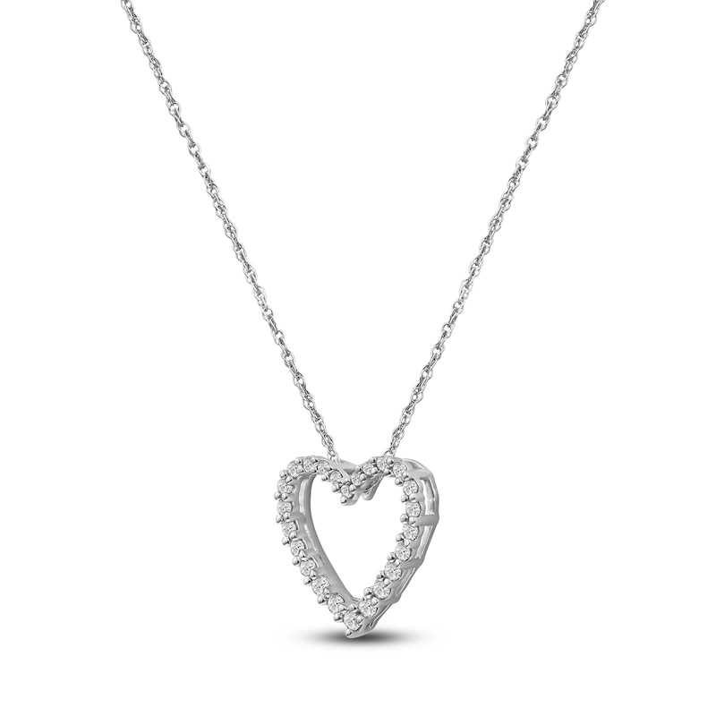 Main Image 2 of Lab-Created Diamond Heart Outline Necklace 1/2 ct tw 14K White Gold 18&quot;