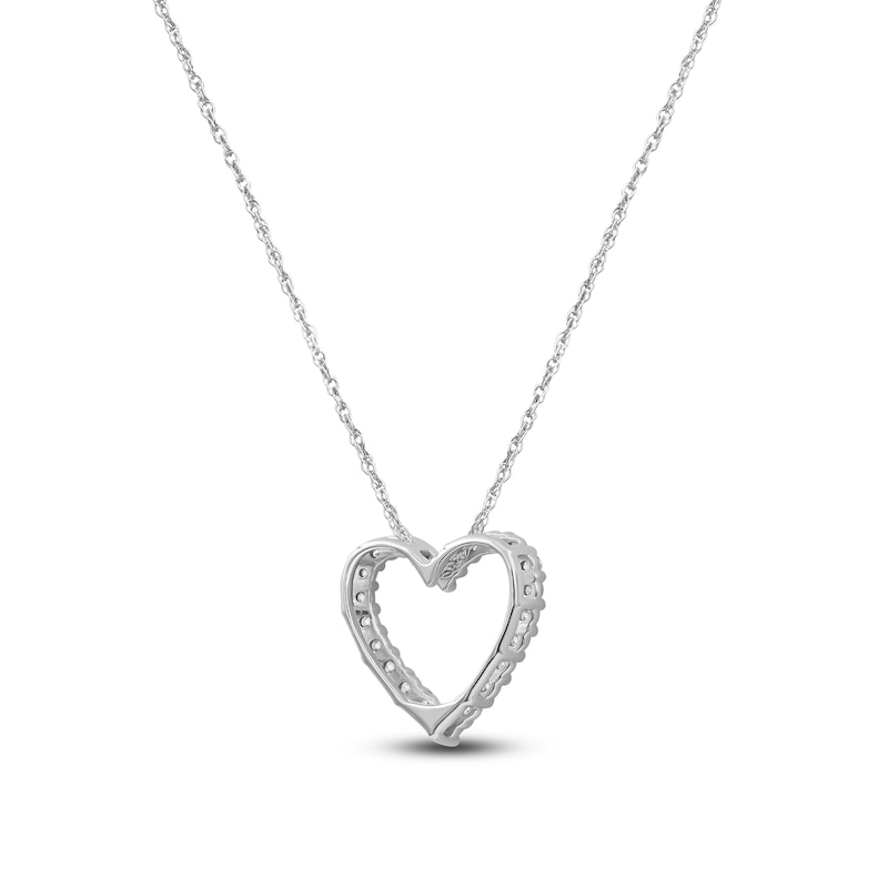 Main Image 4 of Lab-Created Diamond Heart Outline Necklace 1/2 ct tw 14K White Gold 18&quot;