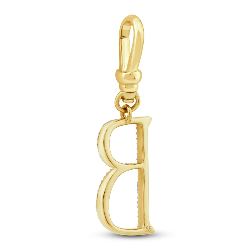 Main Image 2 of Charm'd by Lulu Frost Diamond Letter B Charm 1/8 ct tw Pavé Round 10K Yellow Gold