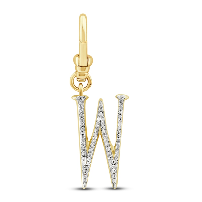 Main Image 1 of Charm'd by Lulu Frost Diamond Letter W Charm 1/8 ct tw Pavé Round 10K Yellow Gold