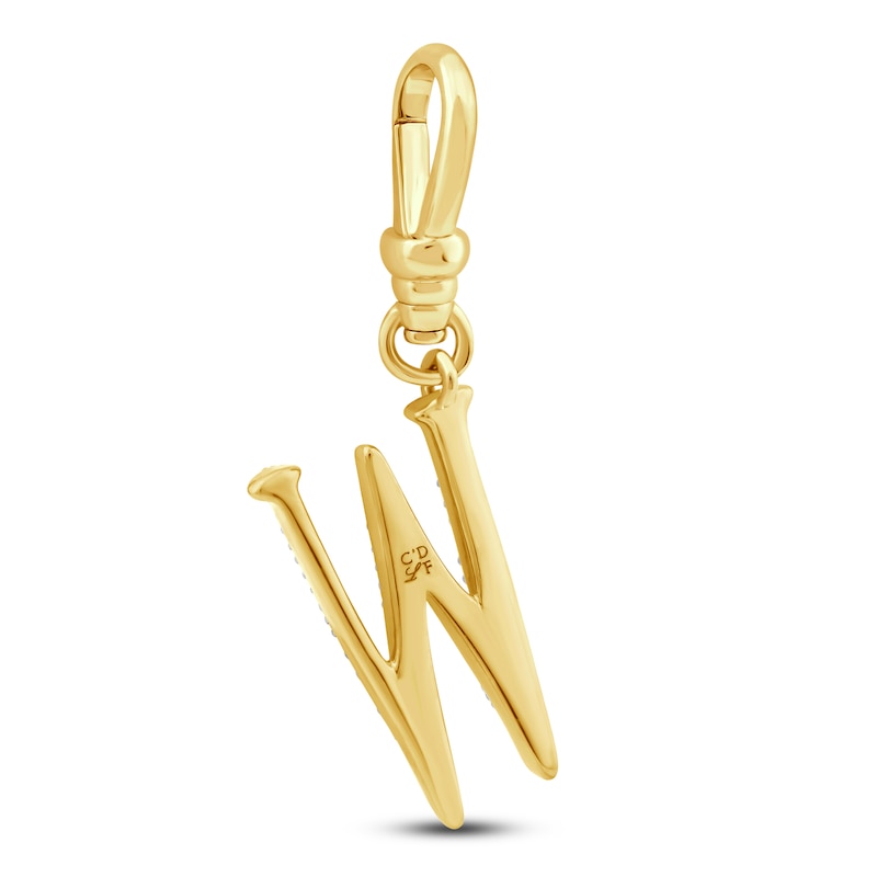 Main Image 2 of Charm'd by Lulu Frost Diamond Letter W Charm 1/8 ct tw Pavé Round 10K Yellow Gold