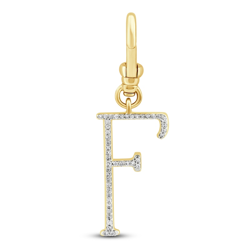 Main Image 1 of Charm'd by Lulu Frost Diamond Letter F Charm 1/15 ct tw Pavé Round 10K Yellow Gold