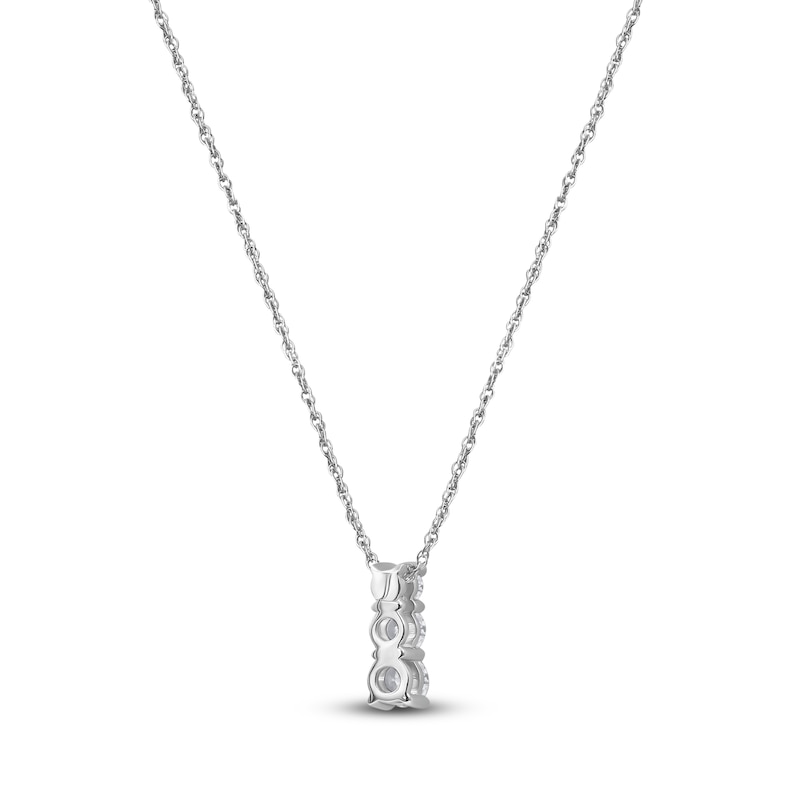 Main Image 4 of Lab-Created Diamond Graduated Three-Stone Stack Necklace 1 ct tw 14K White Gold 18&quot;