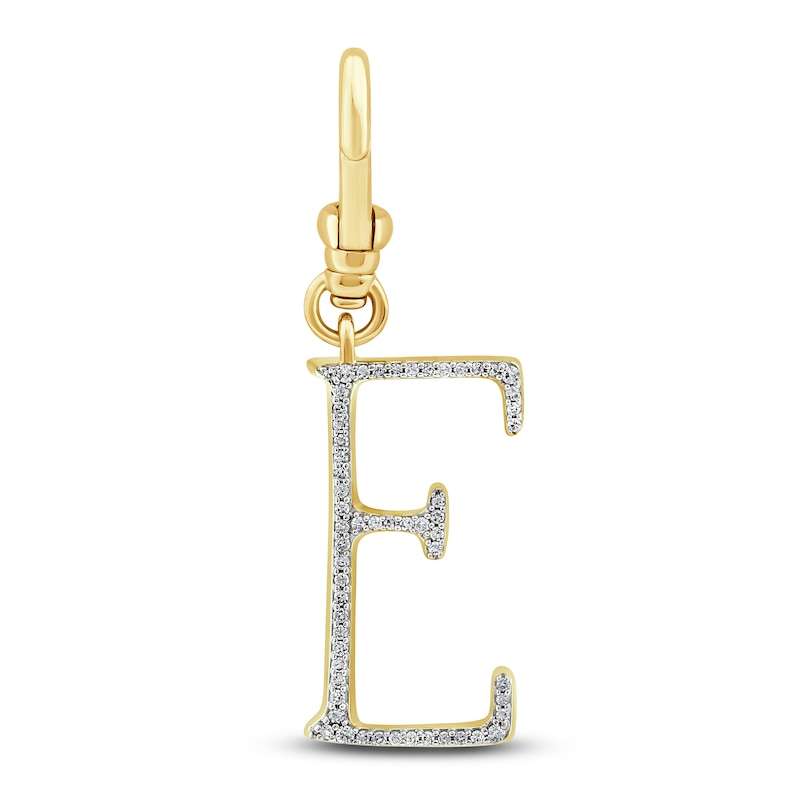 Main Image 1 of Charm'd by Lulu Frost Diamond Letter E Charm 1/10 ct tw Pavé Round 10K Yellow Gold