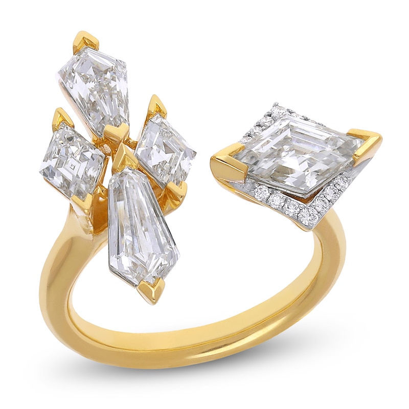 Main Image 1 of Lozenge Step-Cut & Tie Step-Cut Lab-Created Diamond Deconstructed Ring 3-1/4 ct tw 14K Yellow Gold