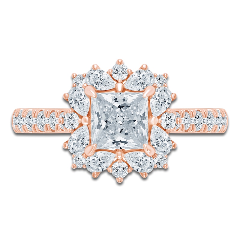 Main Image 3 of Pnina Tornai Princess-Cut Lab-Created Diamond Halo Engagement Ring 1-3/4 ct tw 14K Rose Gold